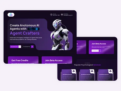 Create Autonomous AI Agents – Web UI Design 3d animation dark ui figma graphic design modern ui ui ui design ux