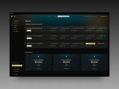 Futures trading (Payouts) admin dark mode dashboard enterprise finance futures money payout product design saas software stocks trading ux web app