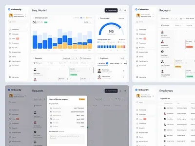 Onboardly HR Management Web Dashboard branding components dashboard data design hr management redesign saas statistics ui ux web web app
