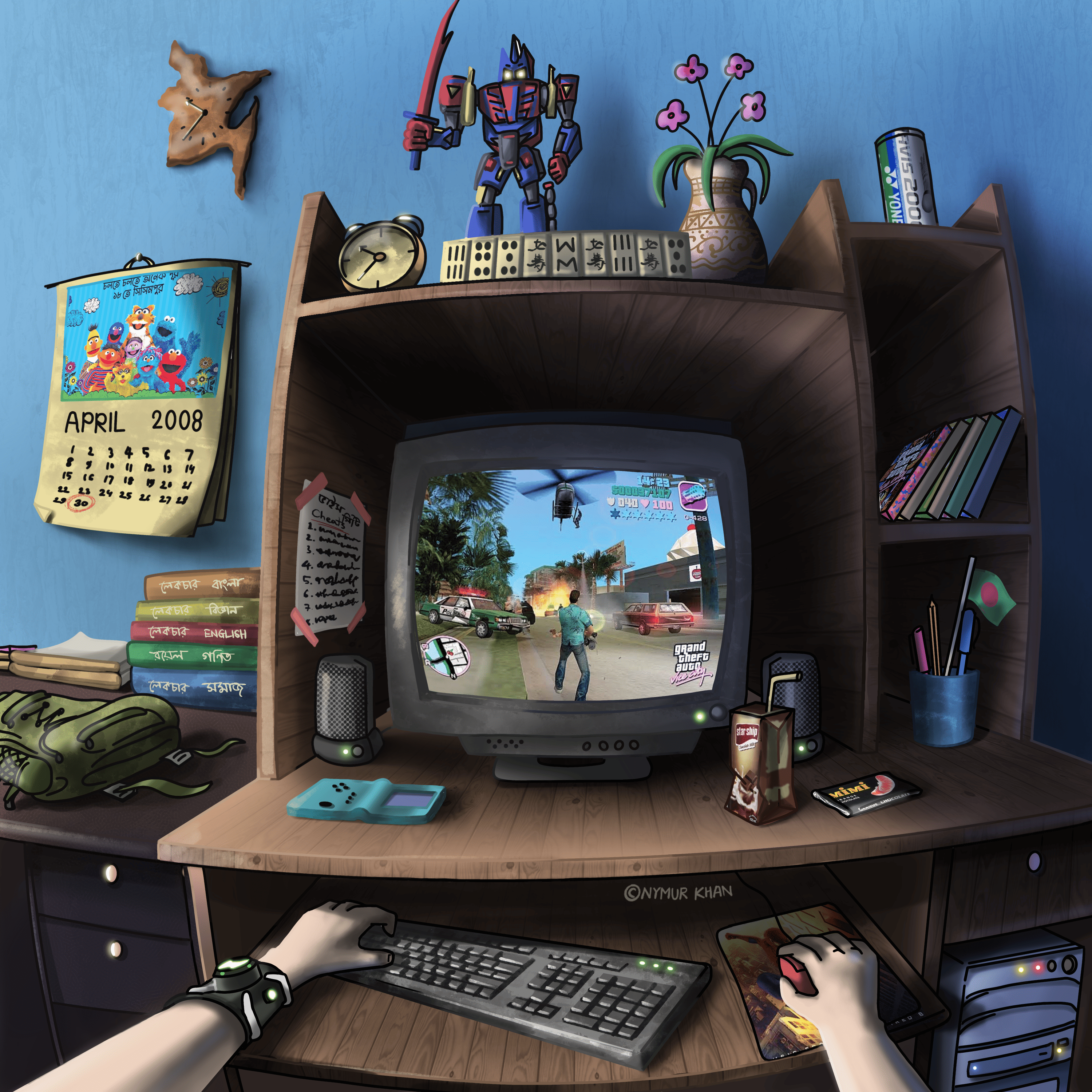 A Childhood Gaming Memory digital art digital drawing dribbbleweeklywarmup illustration illustration art illustrations illustrator realistic drawing vector illustration