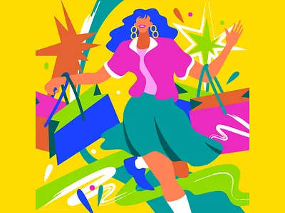 Shopping Spree colorful happy illustration shopping splurge spree woman