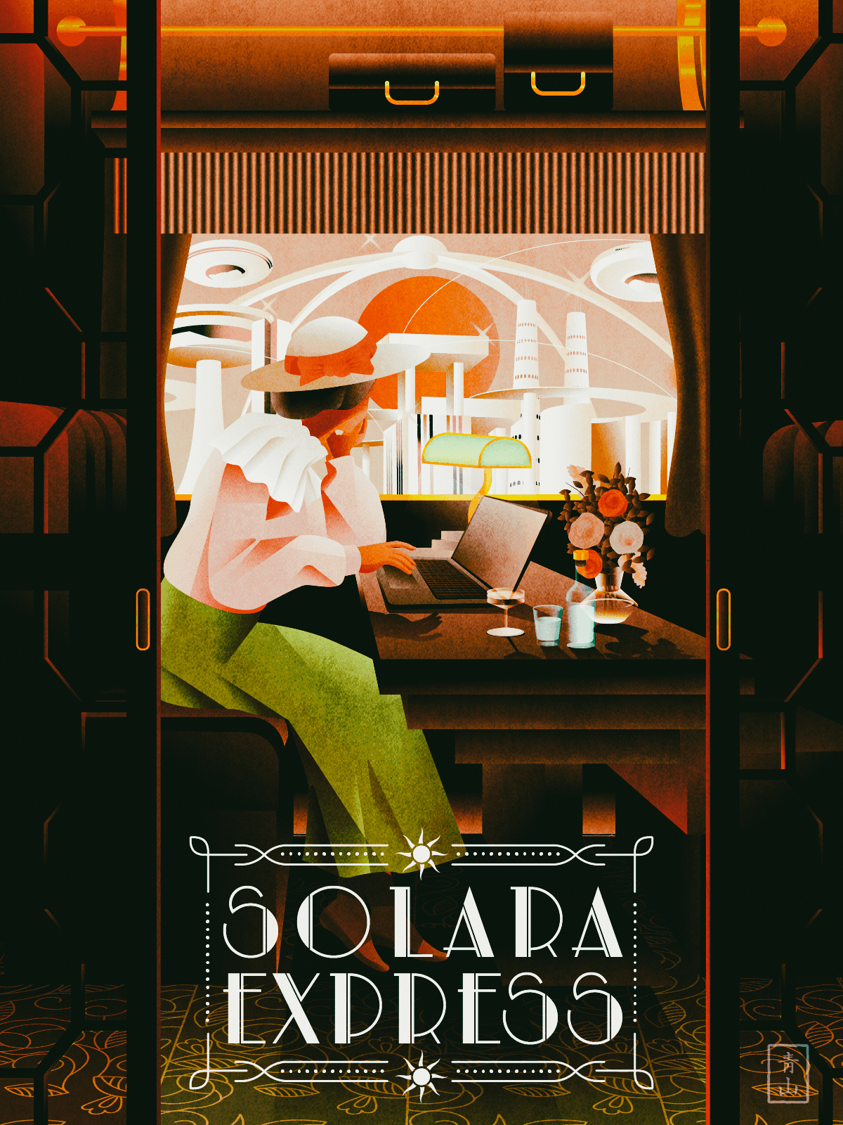 Inspired by Japanese Art Deco train - 瑞風 art deco excursion illustration retrofuturistic train vintage