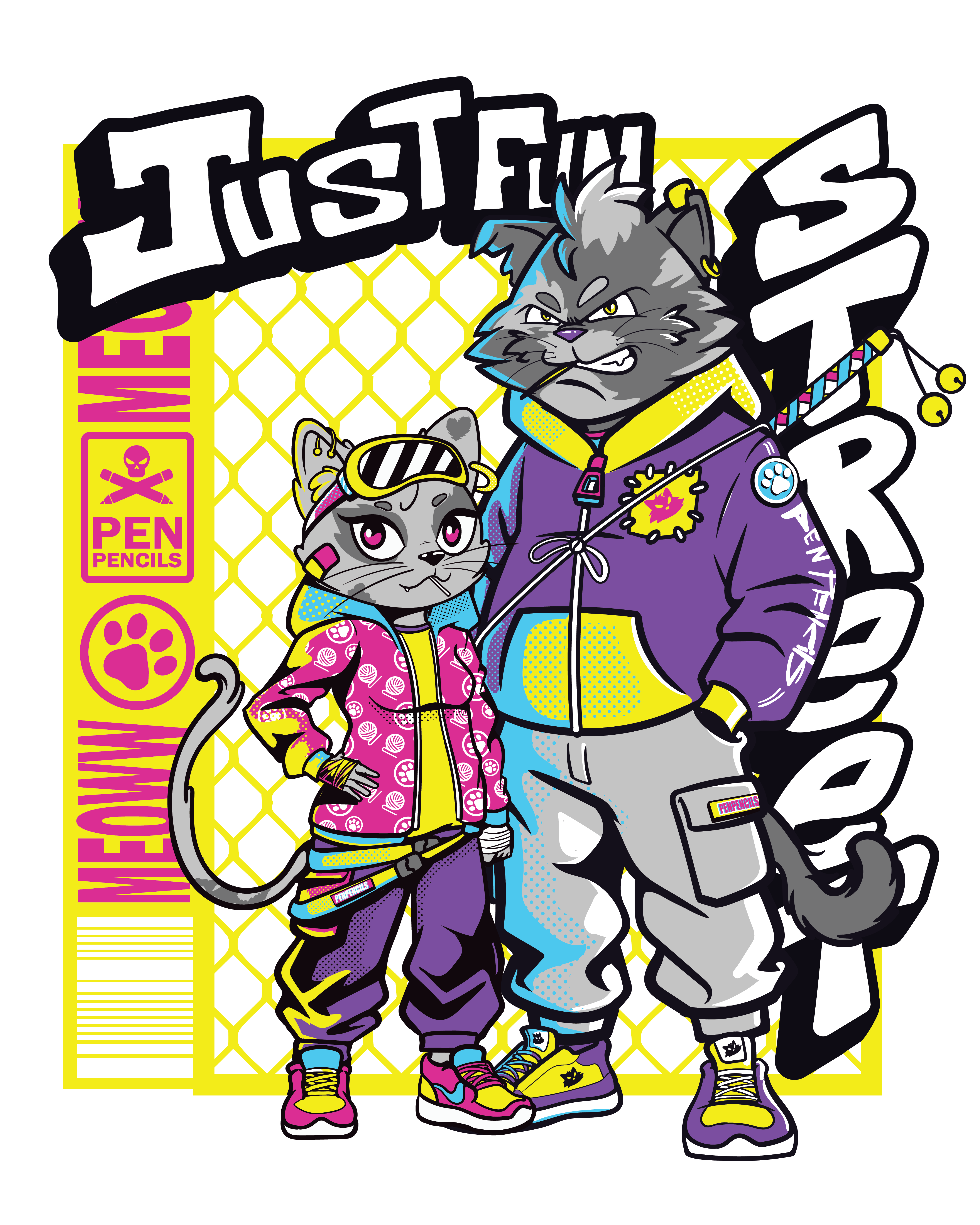 Street Cats T-Shirt Illustration – “Just Fun” 2dillustration adobeillustrator apparel brand branding cat cats character characterdesign clothing clothingbrand design graphic design illustration logo tshirt vector vectorart