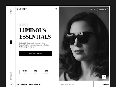 Sunglasses Store eCommerce - SUNBlacks® accessories branding cart design ecommerce elementor framer landing online page product shop store sunglasses ui webflow website wordpress