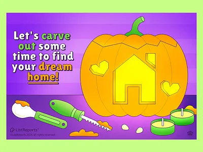 Let's Carve Out Some Time branding carving carving pumpkins colorful conceptual illustration design editorial illustration flat halloween illustration housing illustrated ads illustration illustrator jackolantern listreports real estate seasonal illustration vector