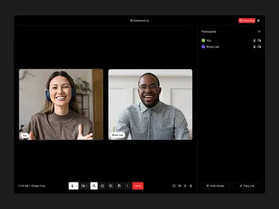 Video Call chat clean collaboration conference app dark dashboard google meet management meeting app minimal online meeting saas ui ux video video call video confrence video meeting web app zoom