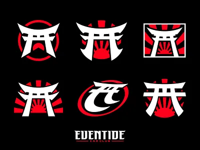 Torii Gate Rising Sun Logo | Car Club Design automotive branding bushido car club eventide identity design japan japanese jdm logo design mark nissan red rising sun samurai sun torii gate