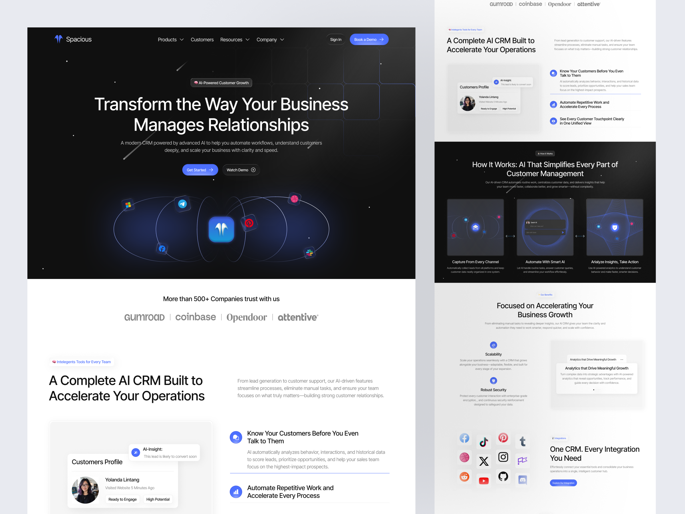 Example of AI CRM Saas Landing Page