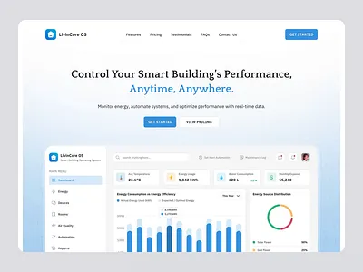 LivinCore OS - AI Smart Building Landing Page 3d ai ai smart building animation app branding clean design graphic design illustration landing page livingcore os motion graphics simple smart building ui ux web design website