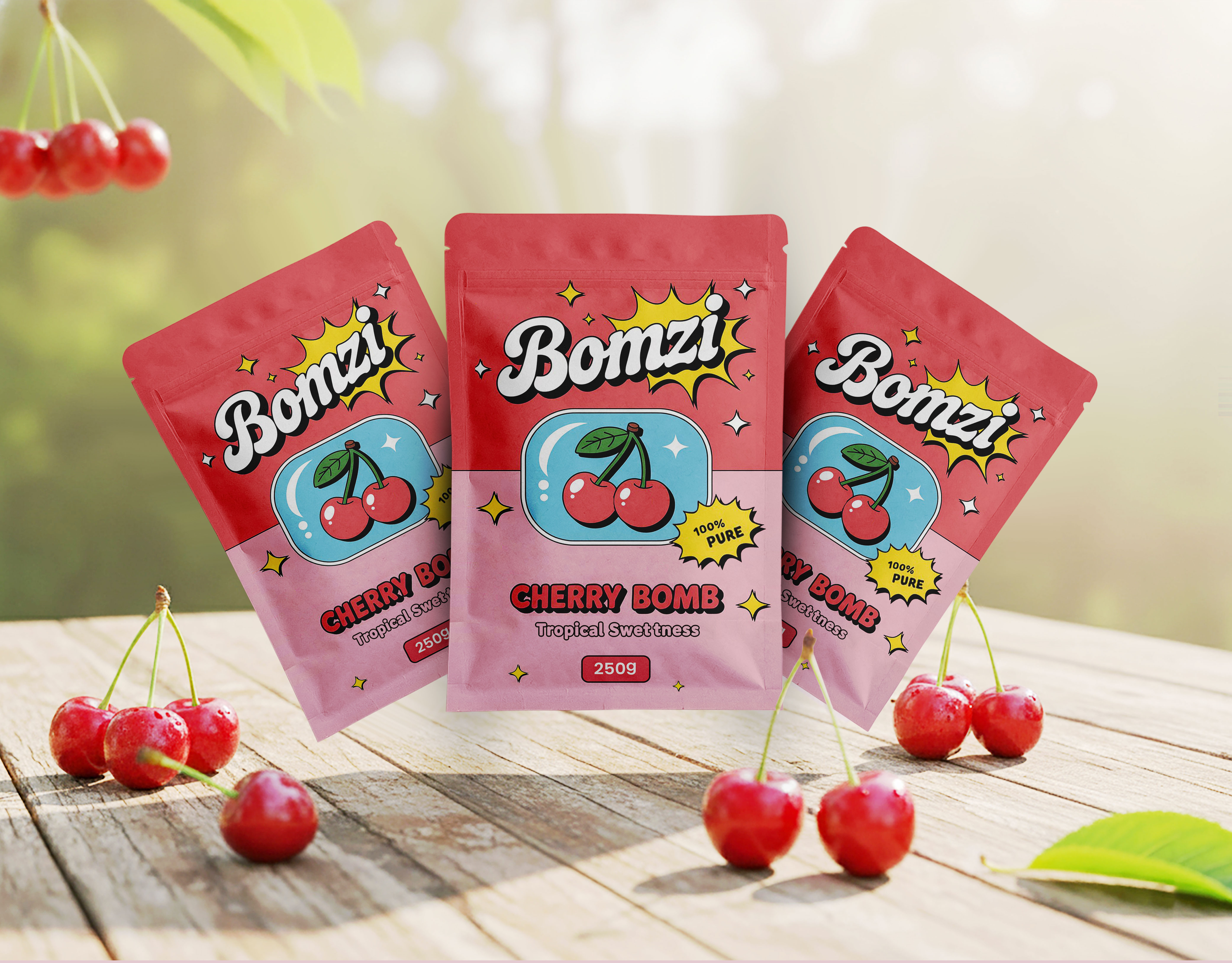 Attractive Cherry Fruit Snack Label Packaging & Branding Design attractive design branding branding design clean design fruit fruit pouch fruit snack bar fruits bag graphic design label design motion graphics package design packaging design pouch design pouch label pouch packaging design product label product packaging product pouch stand up pouch