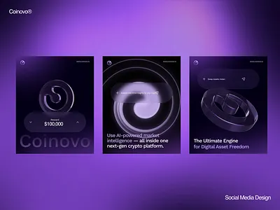 Coinovo™ Crypto Social Media Design – Web3 Wallet Branding 3d animation brand identity branding branding agency coinovo socialdesign coinovo uiux crypto social media crypto wallet design graphic design logo motion graphics next gen wallet product branding secure ux social media ui ui ui inspiration visual identity web3 design