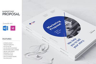 Marketing Proposal 20 Pages 2023 agency annual brochure brochure 2023 business business brochure clean company company profile corporate identity indesign portfolio print printable project proposal report template