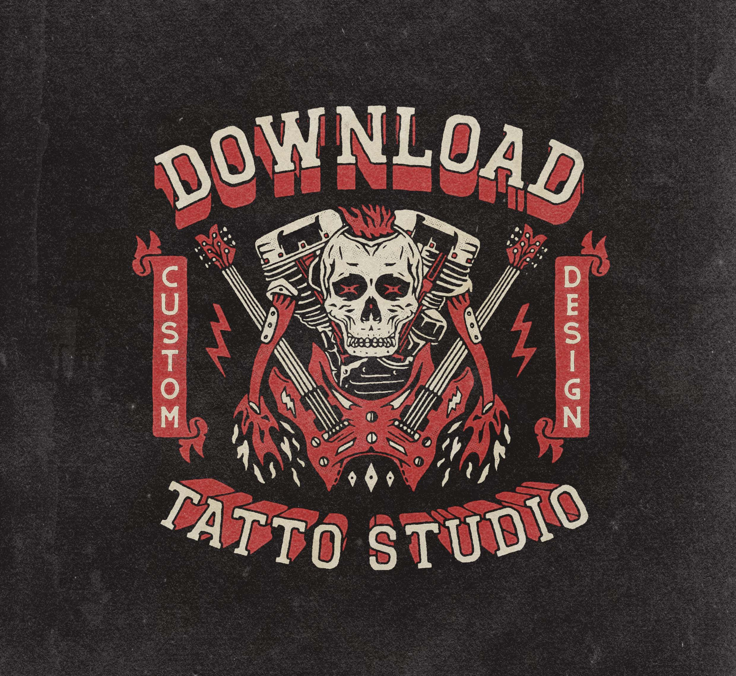 Download Tatto Studio - Illustration for T-shirt angonmangsa badges branding dark design graphic design graphicdesign hand drawn harley illustration logo mc merch merchandise motorcycle music skull studio tattoo tshirt