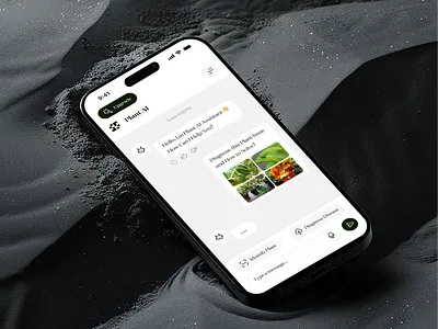 AI Plant Care Chatbot Mobile App ai ai assistant ai plant ai plant care app app design assistant care app chat chat app chatbot clean minimal mobile app plant app ui ux