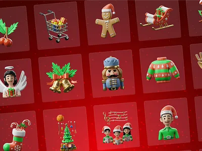 3D Christmas Icon Set 3d branding design graphic design icon icons illustration vector