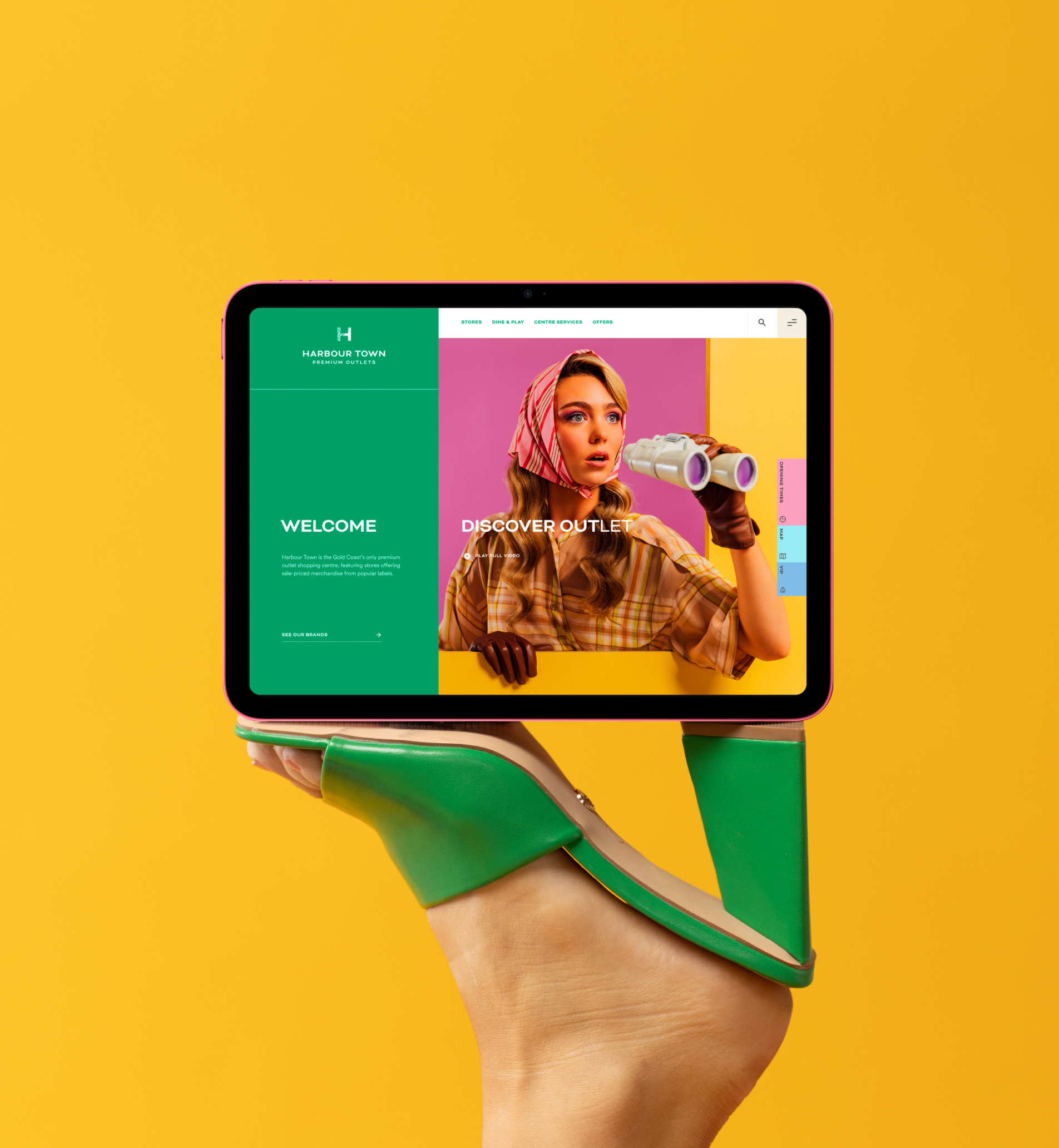 Harbour Town Website colour design digital experience fashion fun pop retail system design ui ux website