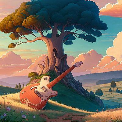 guitar tree design graphic design illustration