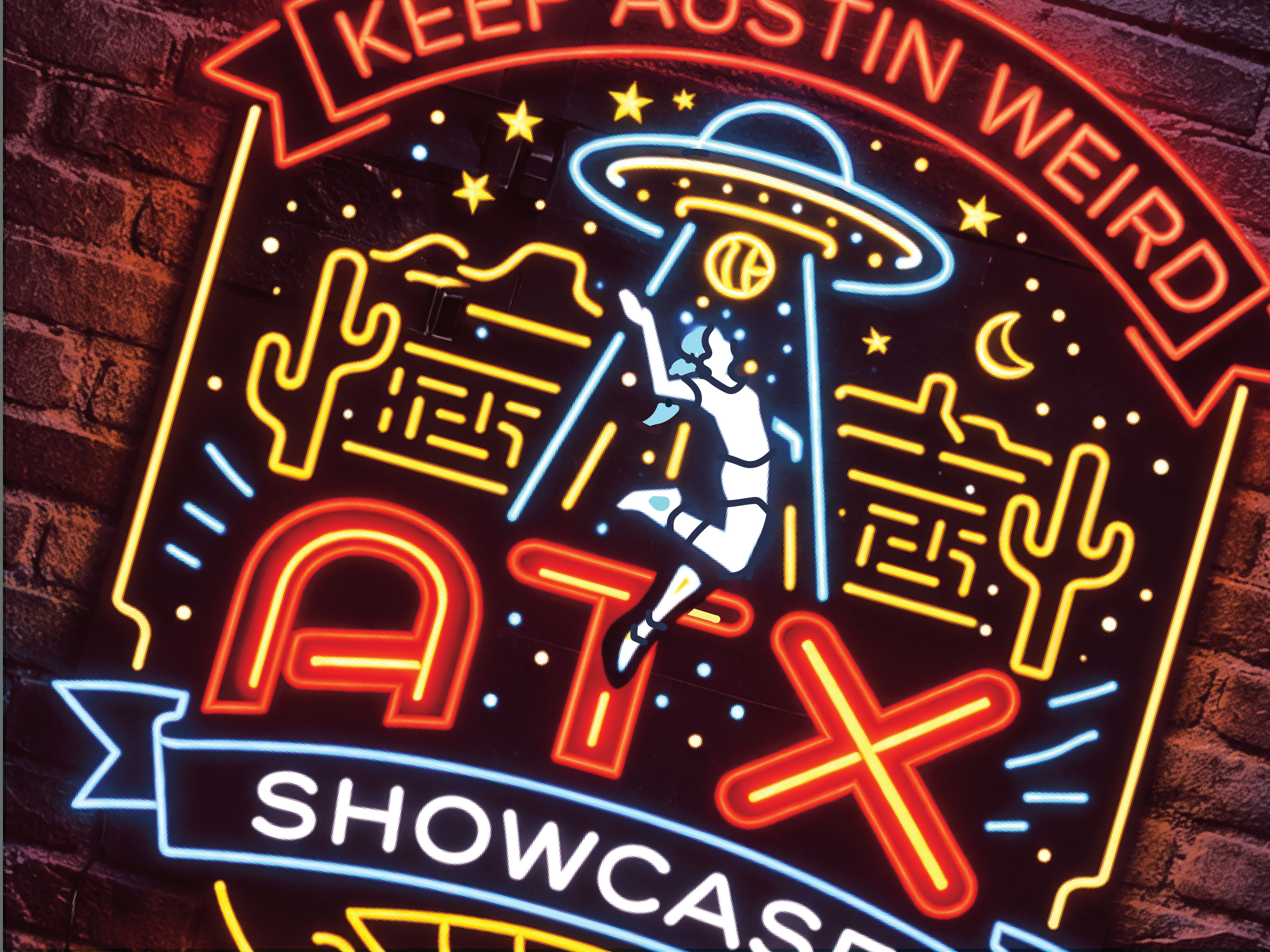 Example of Volleyball Tournament Neon Signage Illustration