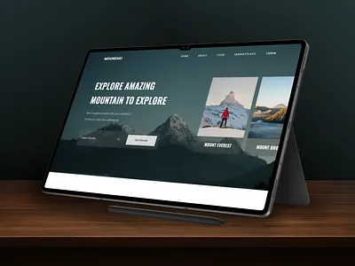 Moundaki - Mountain Exploration Landing Page adventure article branding clean climbing community form framer hiking landing page mock up outdoor photography sign up sports ui design ux design web design website