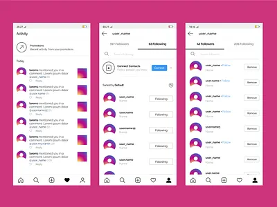 Instagram Profile Interface app design ui design