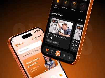 Oh Yes App Redesign app app design booking dark mobile app orange service