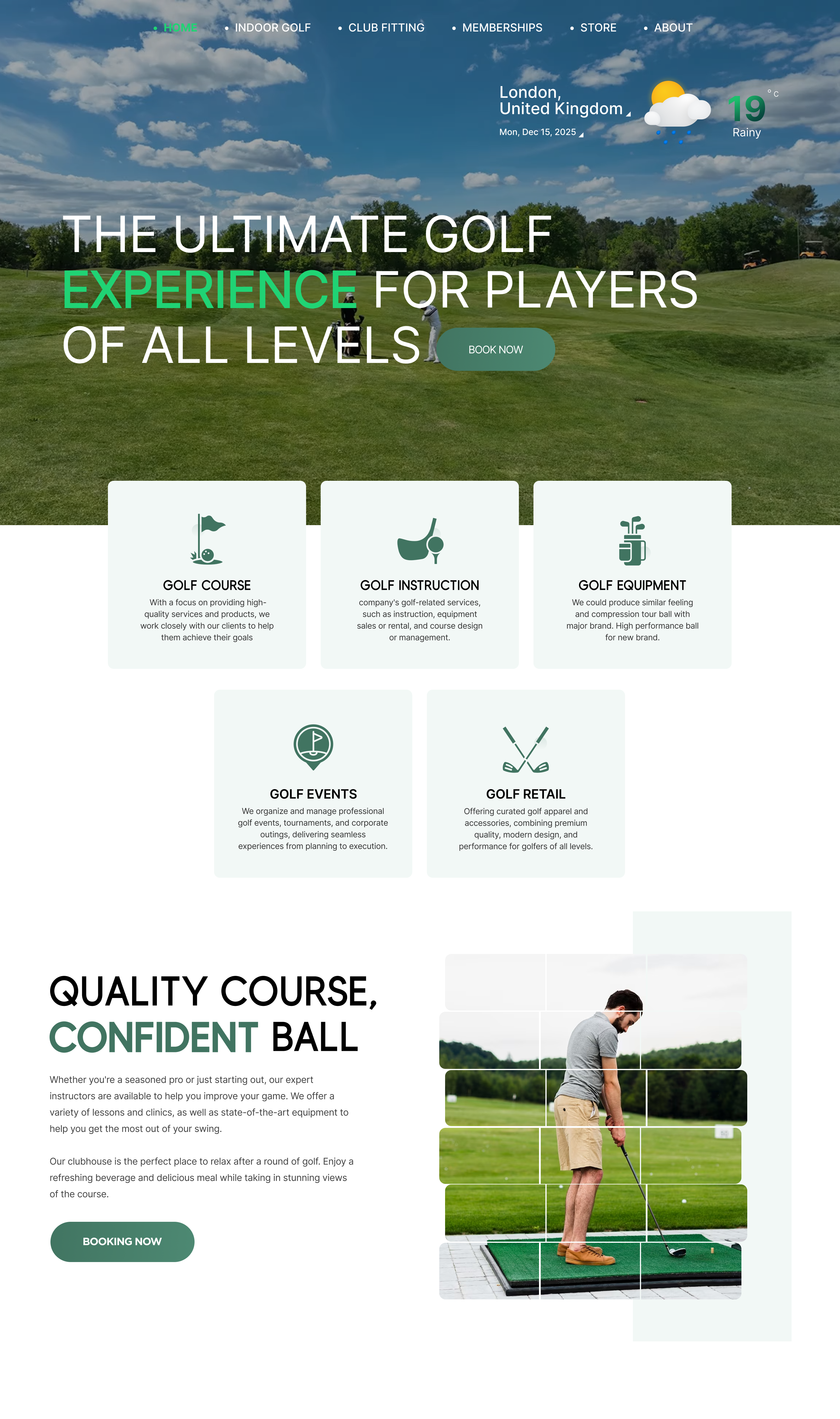 Golf Club Website — Sports & Lifestyle Landing Page UI businesswebsite cleandesign designinspiration ecommerceui figmadesign golfwebsite landingpagedesign lifestyledesign marketingdesign modernui productdesign responsivedesign sportsui sportswebsite startupdesign uidesign uxdesign uxuidesign webdesign webui
