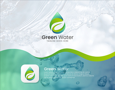 Green Water Logo brand branding company design graphic design green illustration logo logo design water waterdrop