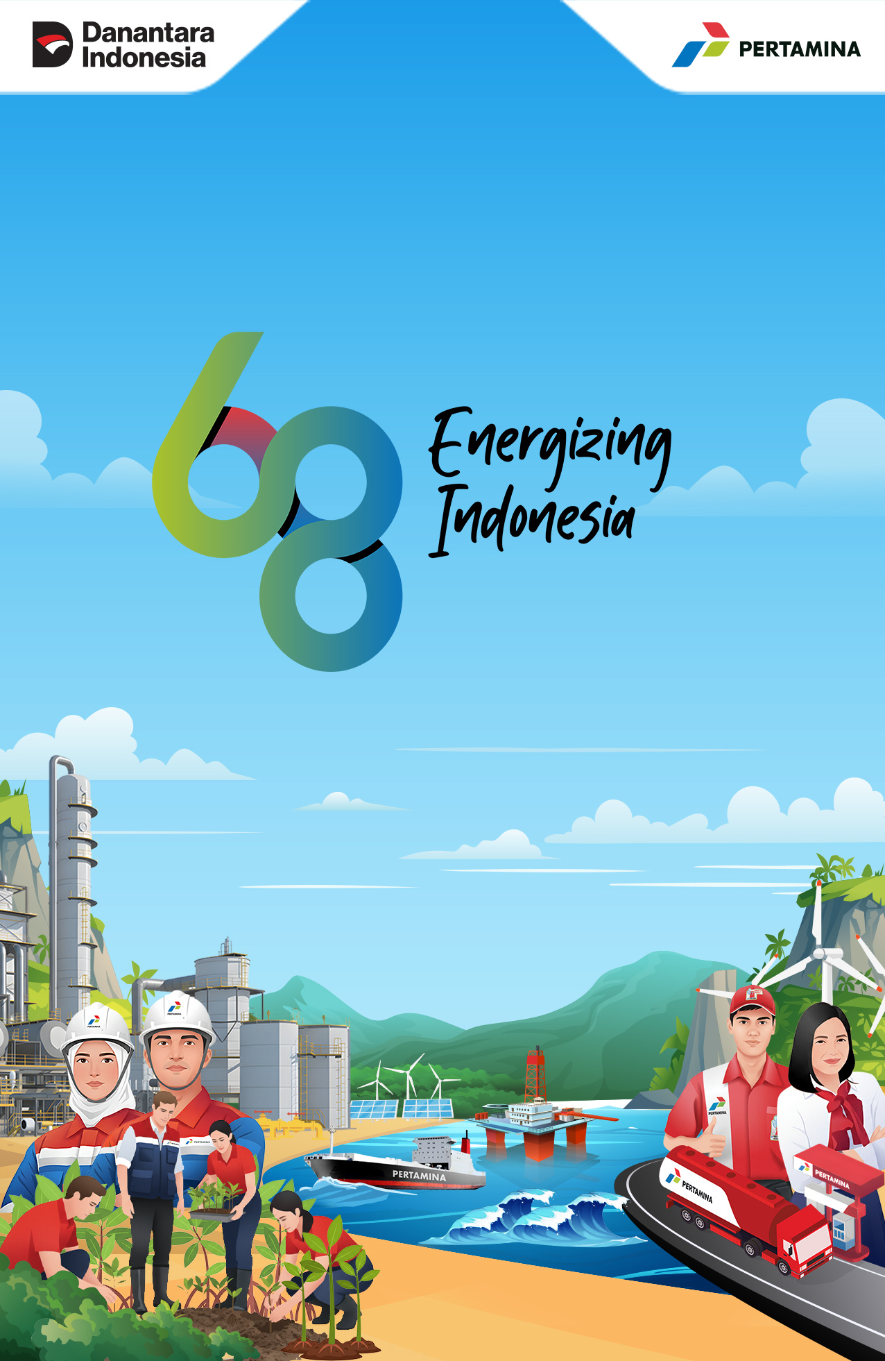 Key Visual Hut 68 Pertamina graphic design illustration