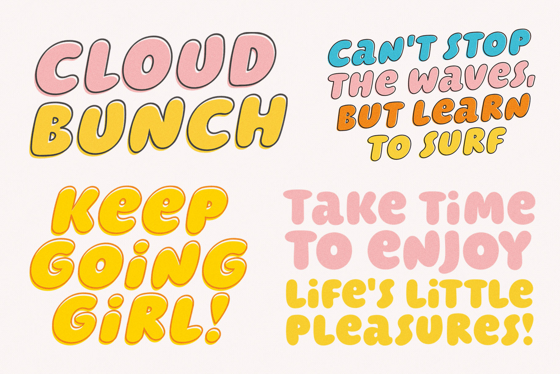 Cloud Bunch - Playful Display Typeface crafting cursive font cute font display font fancy font groovy font handwritten font headlines invitations marker font playful font posters quirky font quotes retro social media design stationery stickers summer whimsical font