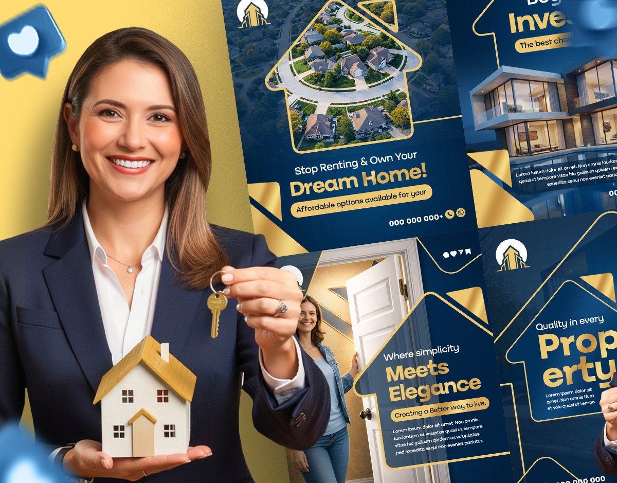 Real Estate Social Media Post Design – Modern Property Marketing carousel post corporate design facebook post design graphic design instagram post design linkedin design linkedin post poster design real estate ads real estate branding real estate design real estate marketing real estate post real estate post design selflance social media design social media post social media post design