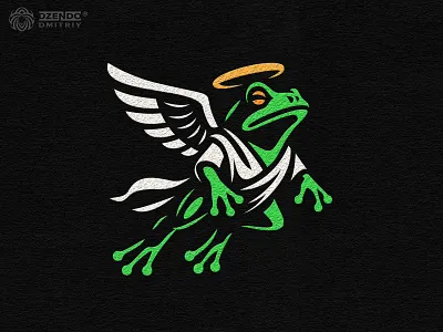 Holy Frog logo angel frog logo branding character logo branding divine animal logo fantasy frog emblem frog angel emblem halo animal logo holy frog logo logo mascot brand branding myth inspired branding mythical frog logo religious frog icon sacred frog symbol winged frog logo