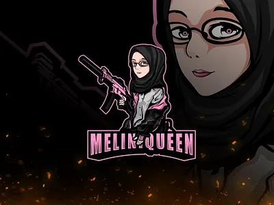 Melin Queen Esports Logo – Female Gaming Mascot Emblem character logo dark theme logo esport branding esports emblem female esports logo fps gaming logo gaming clan logo gaming logo gaming mascot logo girl gamer logo modern mascot logo pink accent logo streamer logo strong female logo tactical logo