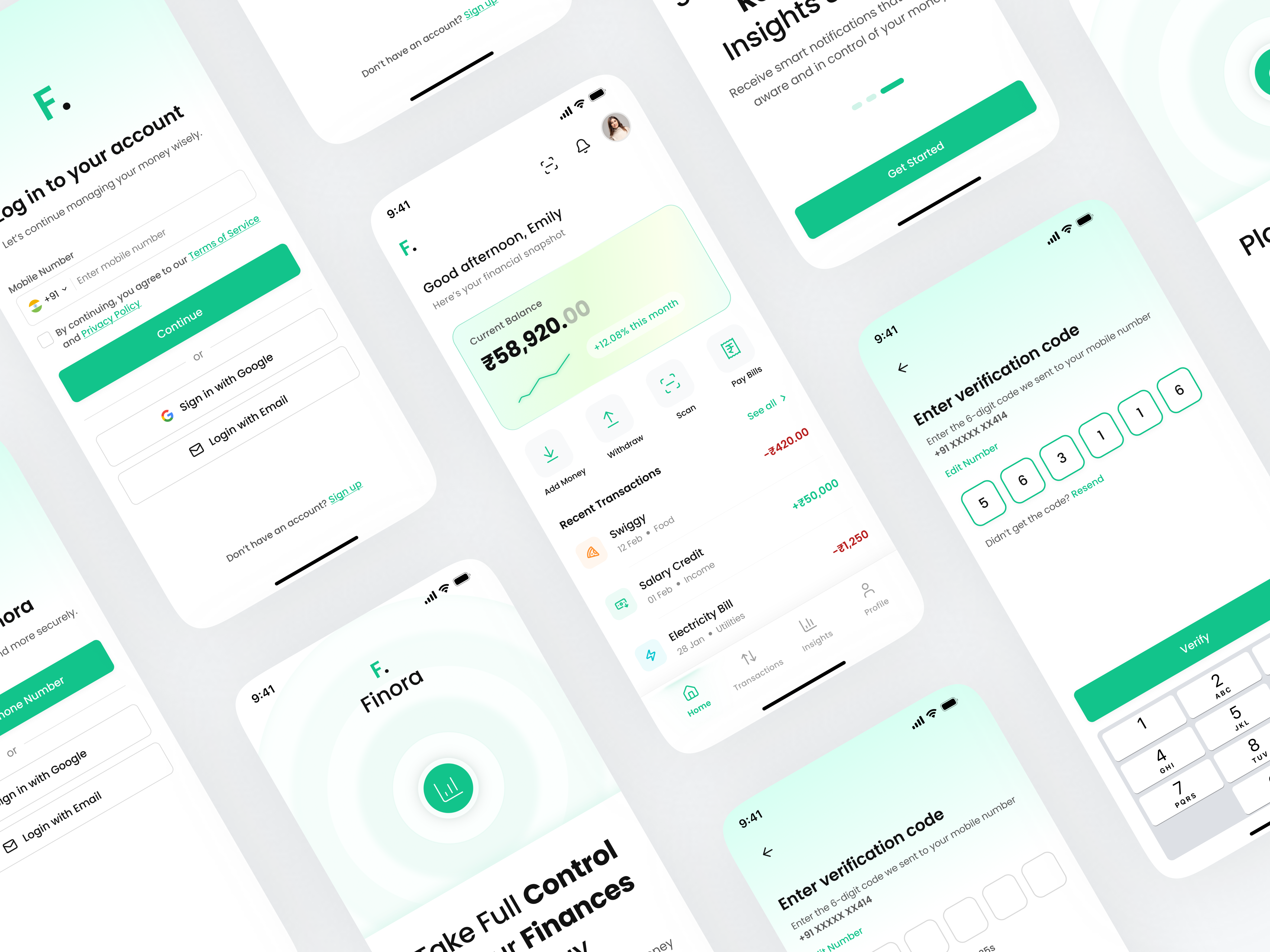 Finora—Modern Finance App UI appui financeapp fintech mobileapp mobileui productdesign uidesign uxdesign