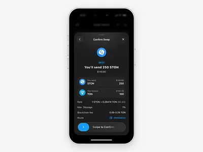 STON.fi — Swap Animation & Confirmation Flow Redesign animation blockchain crypto crypto app cryptowallet defi dex finance app fintech microinteraction mobile ui stonfi swap ton ui wallet web3