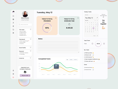 Task manager Dashboard design graphic design illustration ui ux