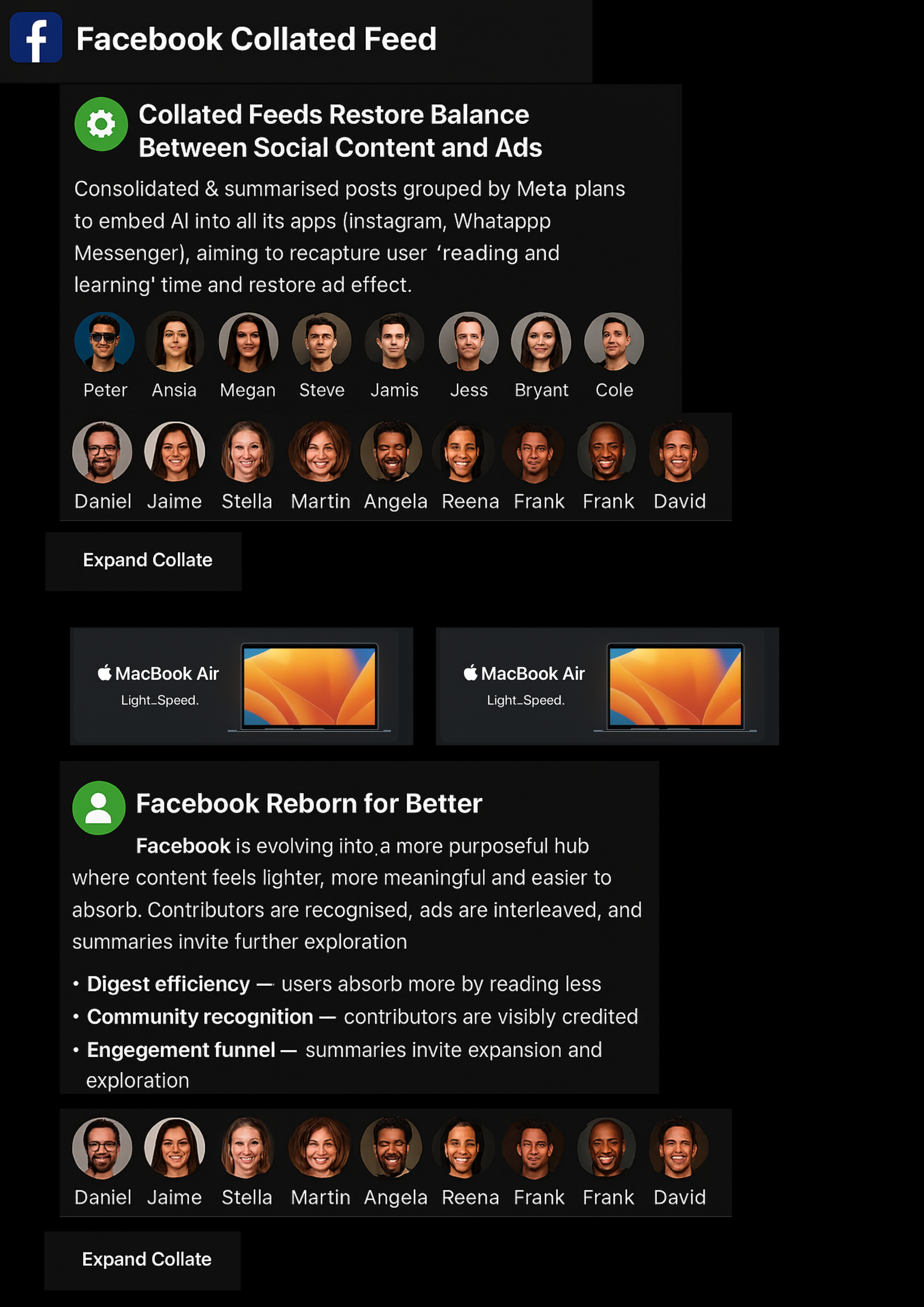 Facebook UX redesign ~ Collate Mode Add‑On (Unofficial) case study contributionrecognition facebook facecookredesign informationarchitecture productdesign productivity socialmedia uiux usability ux uxdesign