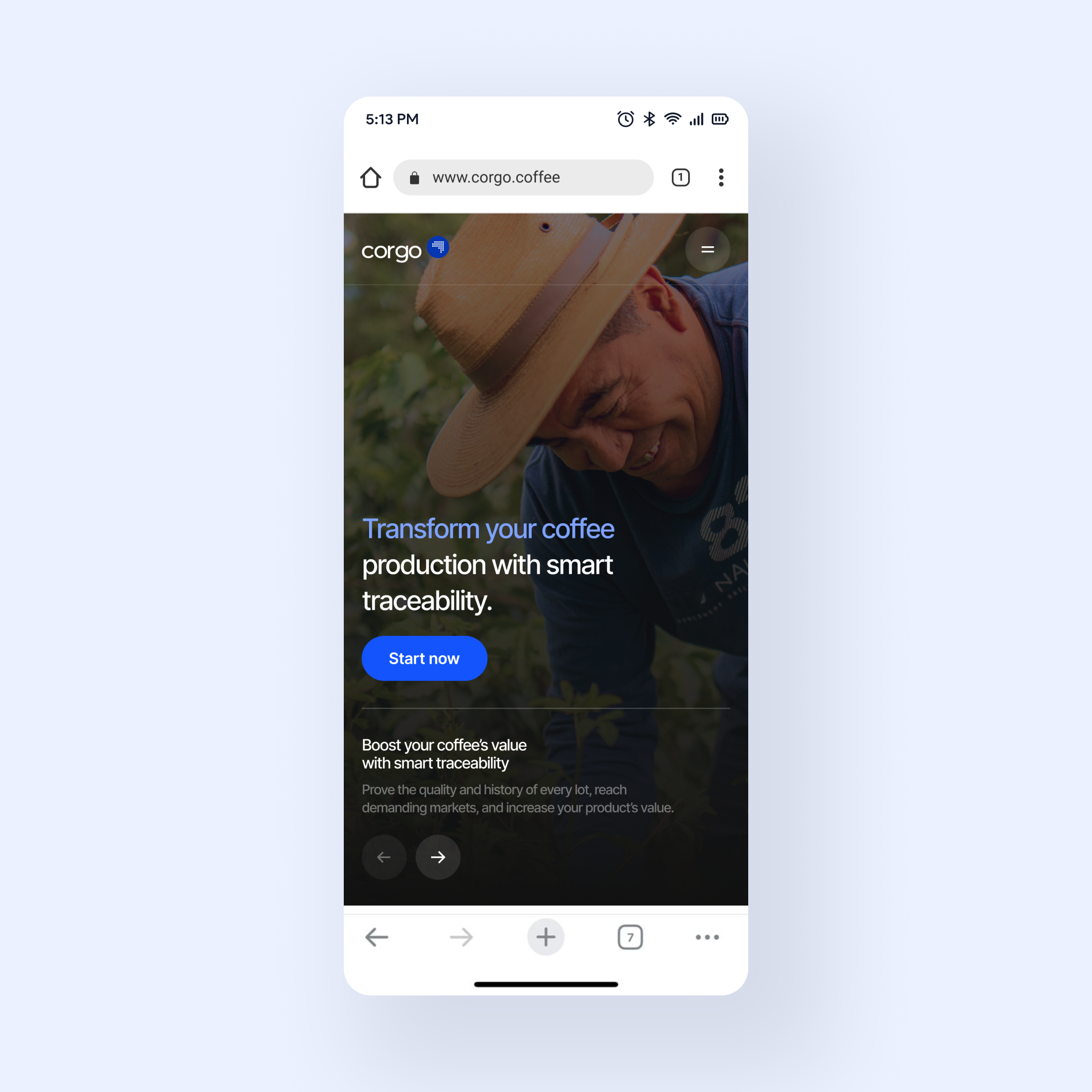Corgo 🇧🇷 - Micro interactions Hero section - Mobile animation branding brazil coffee figma hero section interface jitter landingpage microinteractions mobile onepage responsive startup ui ux web website