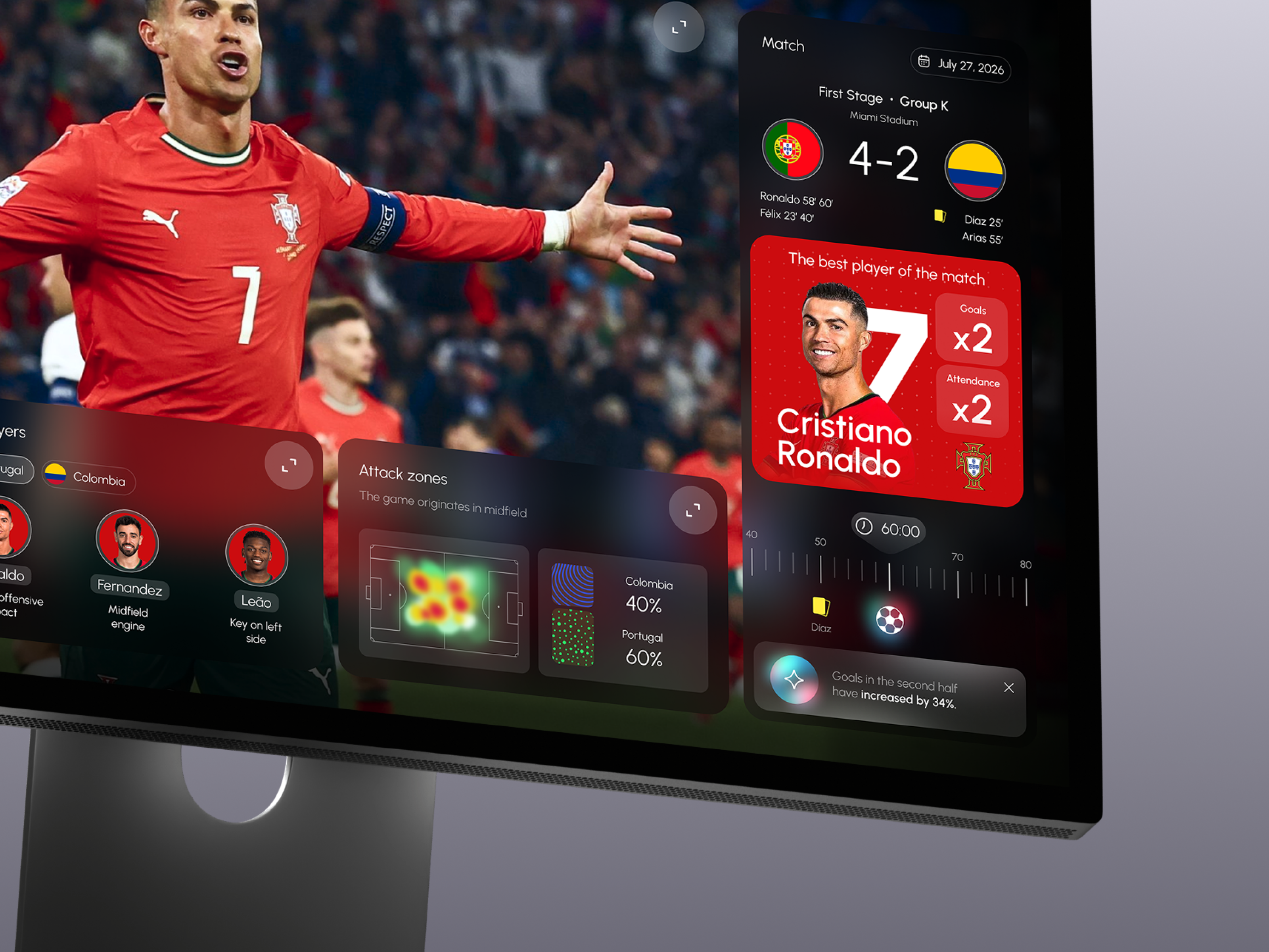 FIFA World Cup 2026 - Stats & Analytics Live Match ai artificial intelligence dashboard football innovation landing page live match minimalism platform soccer sport statistic ui design ux design website world cup 2026