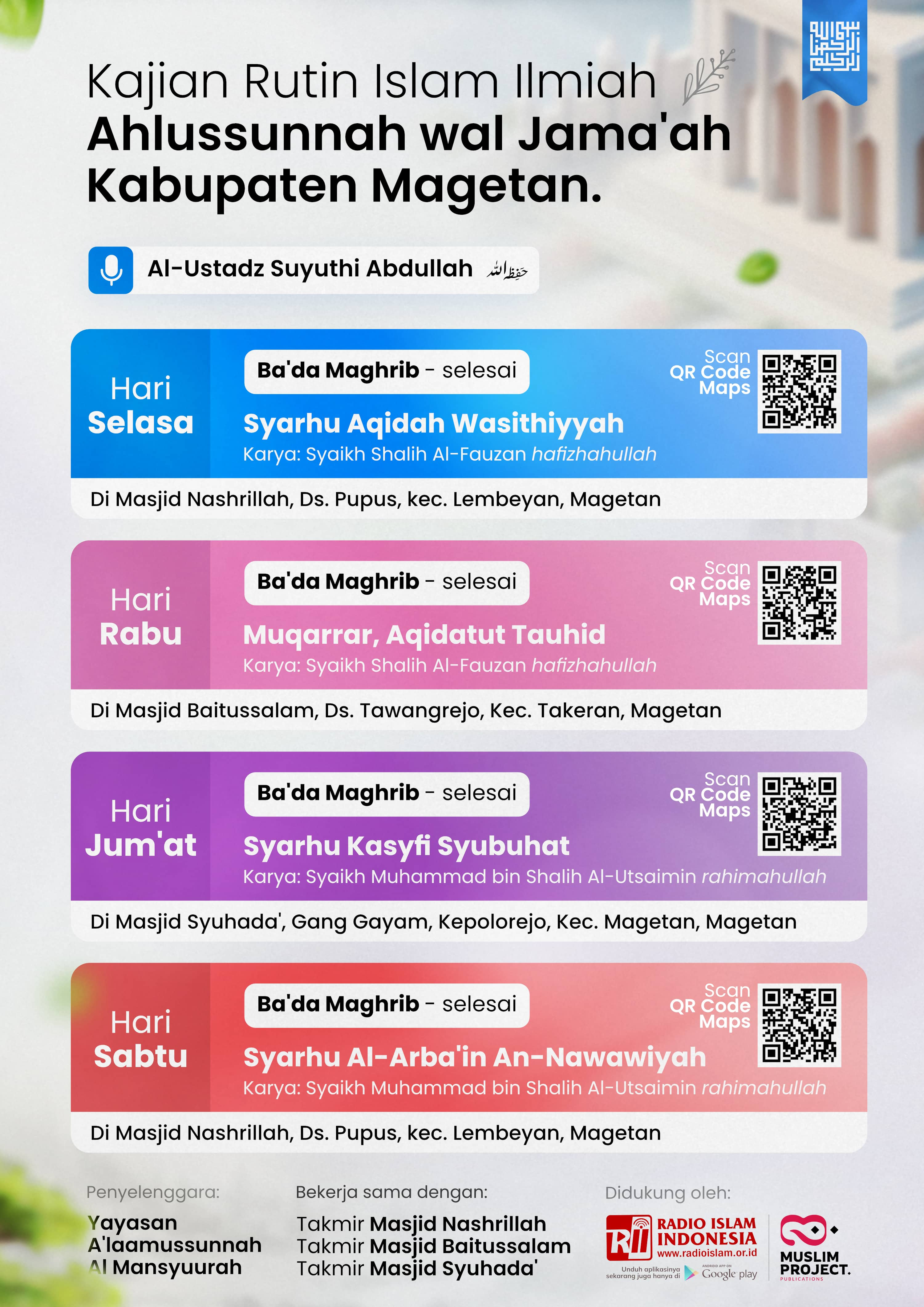 Poster Design: Routine Scientific Islamic Studies – Magetan City brand identity branding carousel design data visualization design inspiration feed design flyer design graphic design illustration infographic information design instagram design photoshop poster design social media design social media templates typography visual communication visual design visual identity