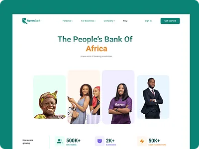 Raven Landing Page Redesign fintech landing page product design raven bank ui design web design