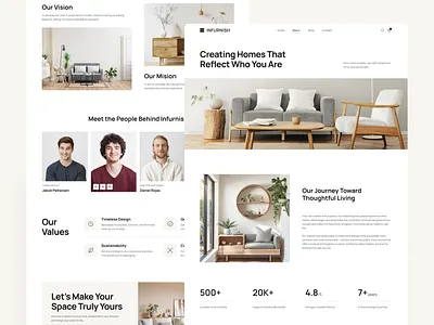 Infurnish About & Contact Page - Furniture E-Commerce Website about us contact page design inspiration digital design ecomerce figma furniture website homedecor interior design modern website online store ui design ui inspiration ui showcaase ui trends uiux ux design web design