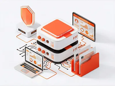 Server Data Security Illustration 3d 3d art 3d data 3d design 3d illustration branding design icon illustration ui