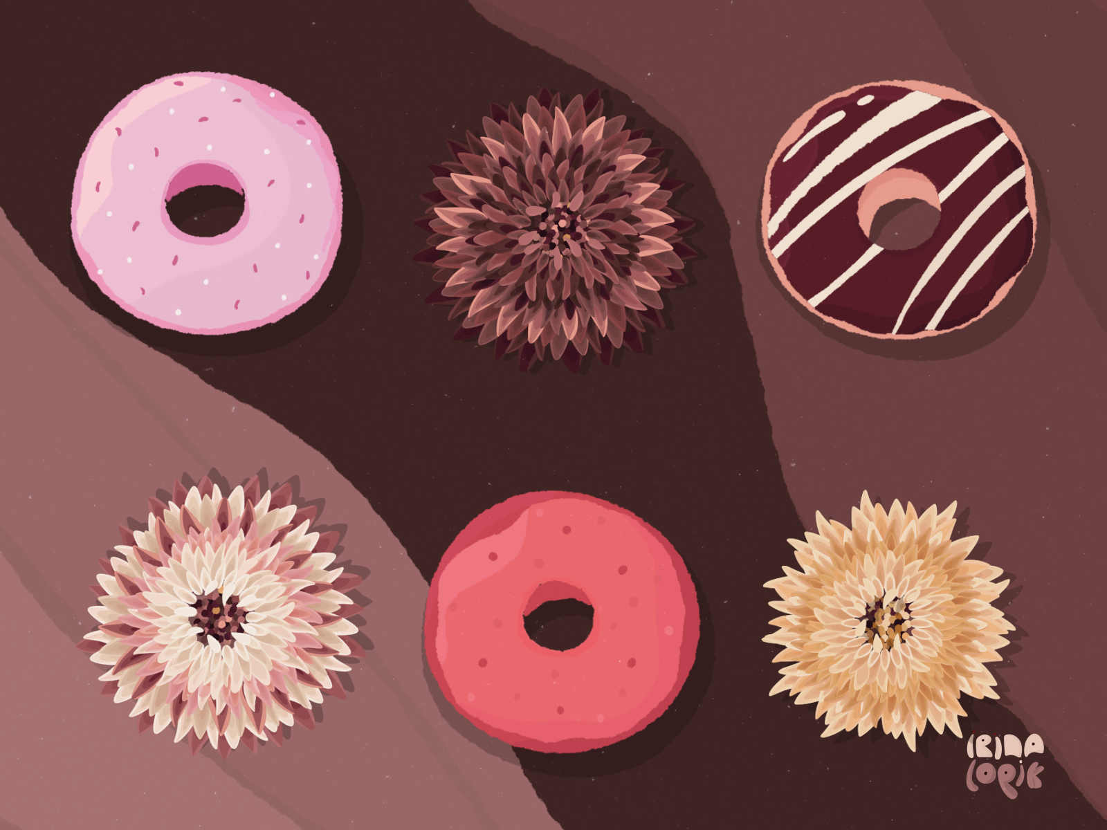Donuts in Bloom 🍩 🌸 2d animation art botanical botanical illustration chocolate cozy design donut floral flower food gif graphic design illustration loop morphing motion graphics surreal texture
