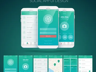 Social App UI Mobile Design app branding design