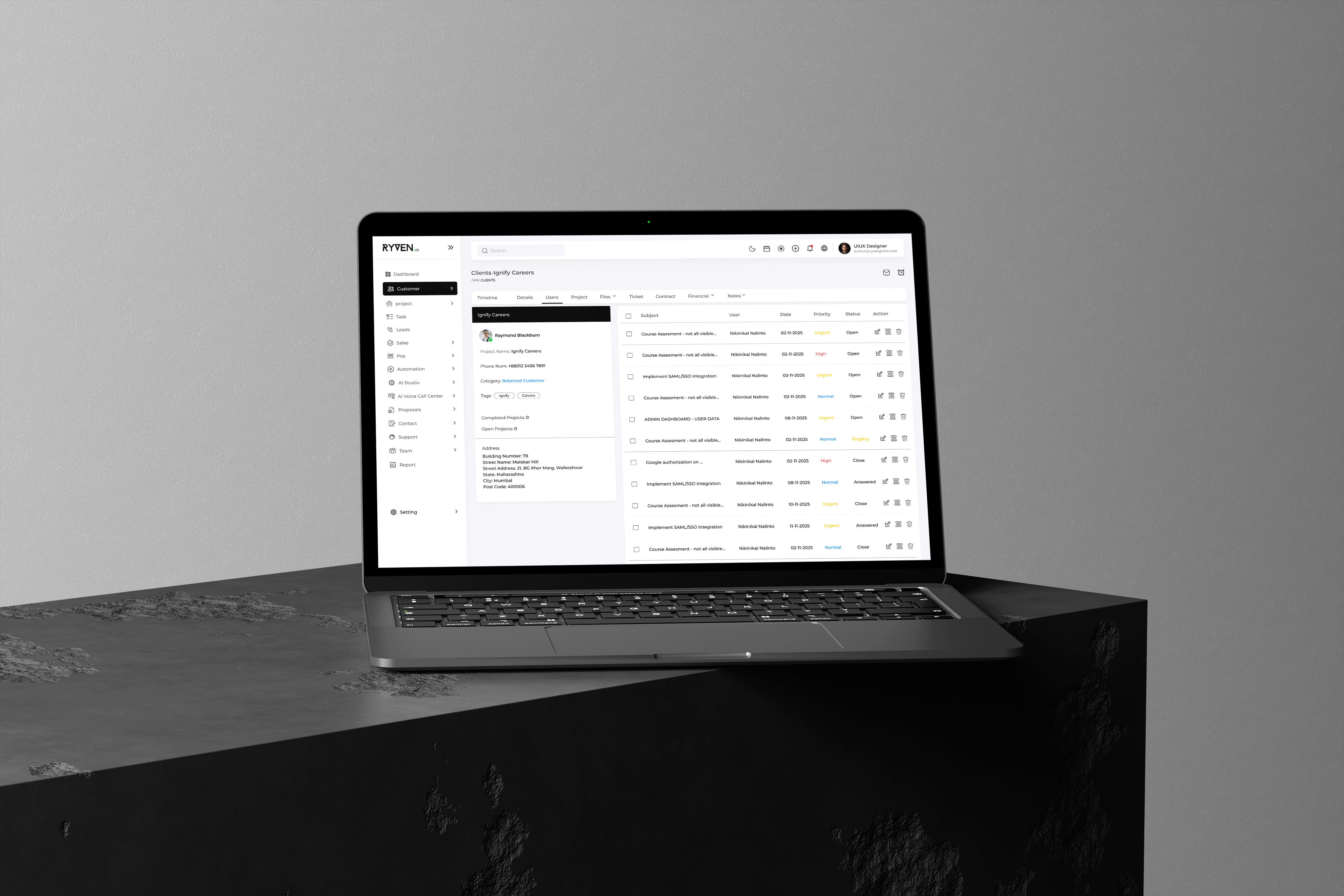 Ryven CRM — Effortless Communication & Smart Time Tracking admindashboard aiautomation aicrm aiindesign artificialintelligence businessdashboard cleanui crm crmsoftware dashboardui dribbbleshot figma minimaldesign productdesign projectmanagement saasdesign uxdesign webappdesign