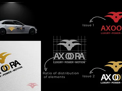 AXOORA represents power in motion. branding car graphic design logo