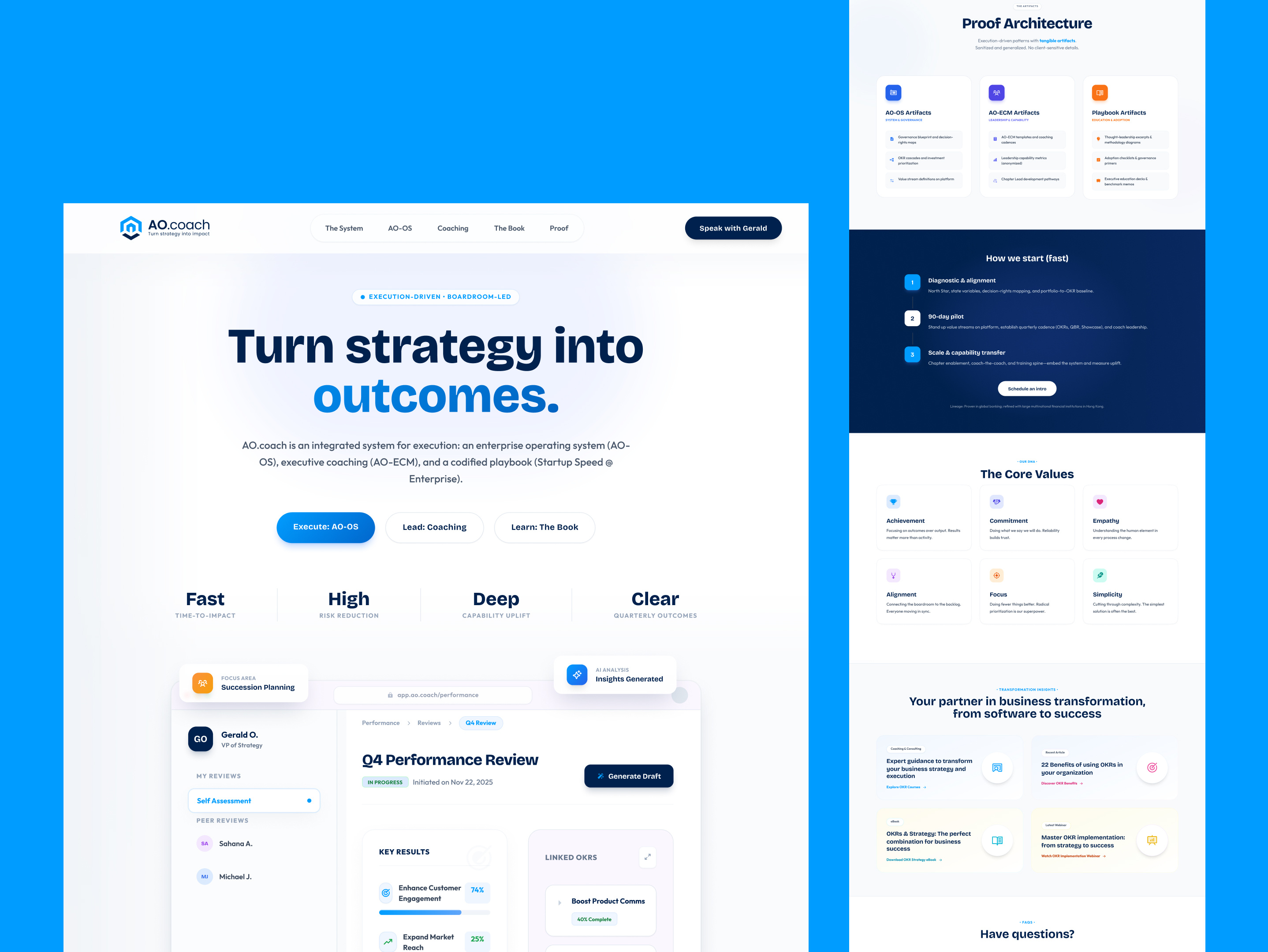 Modern Business Coaching & Consulting Website Design b2b landing page b2b website design blue theme business consulting website coaching platform corporate website enterprise software landing page design modern enterprise website okr dashboard performance management ui design saas landing page