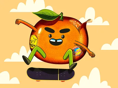 Do a kickflip fruit illustration illustrator skateboarding the creative pain vector