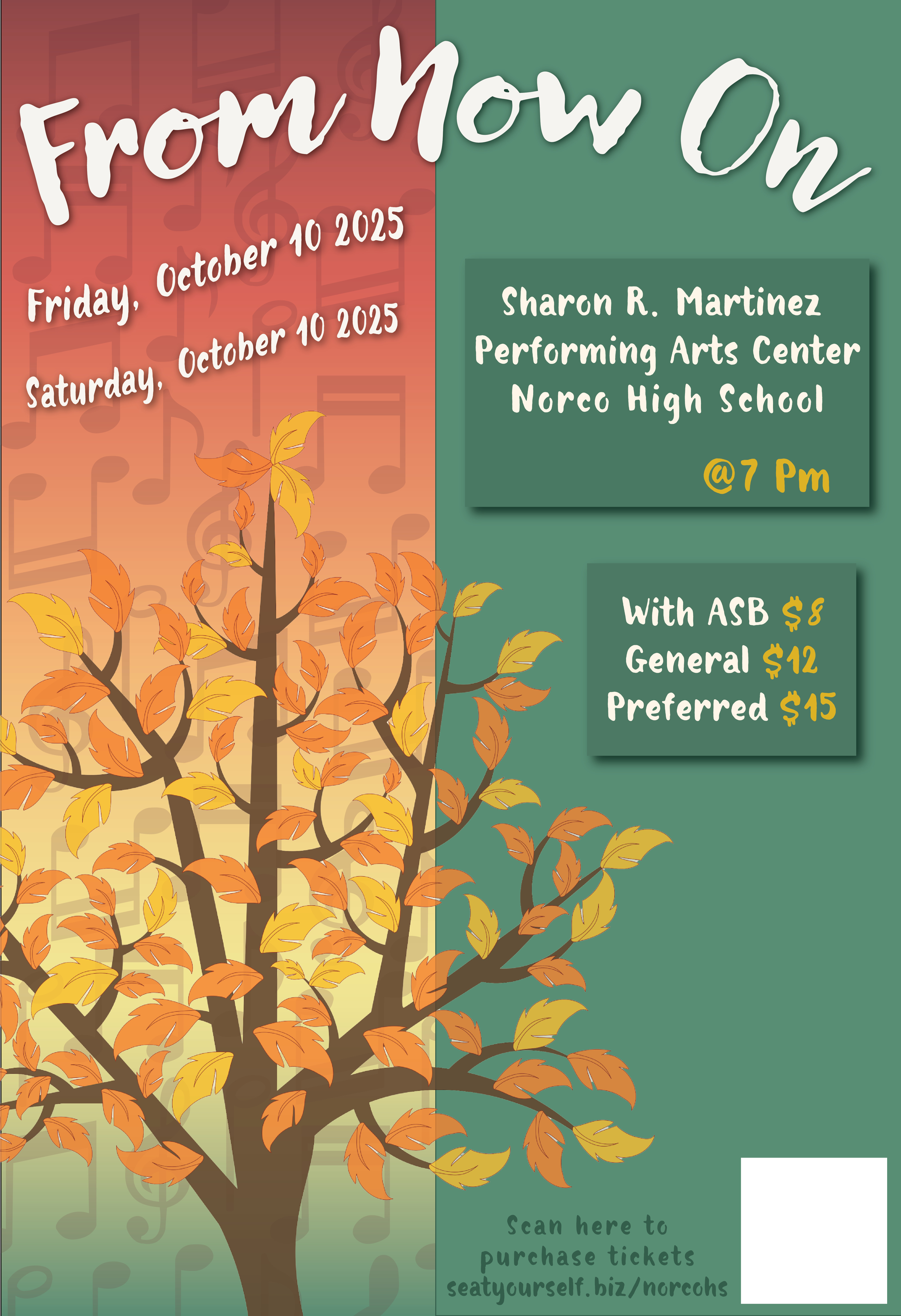 Fall Themed Choir Poster choir commission fall green highschool illustrator orange photoshop poster project trees yellow