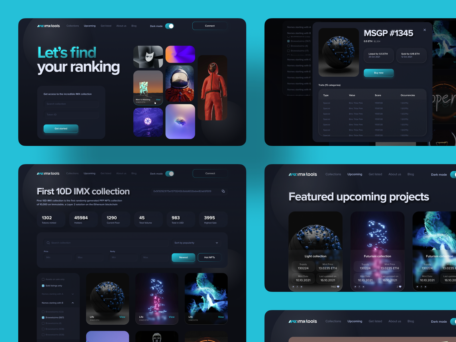 IMX Tools — Web3 Marketplace UI / Dark Mode Web & Mobile Design bitcoin blockchain clean design crypto design cryptocurrency dashboard design fintech design futuristic design marketplace design nft marketplace product design saas design web3 web3 design